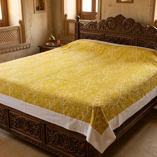 Yellow Geometric Simplicity Luxury Cotton Bedcover