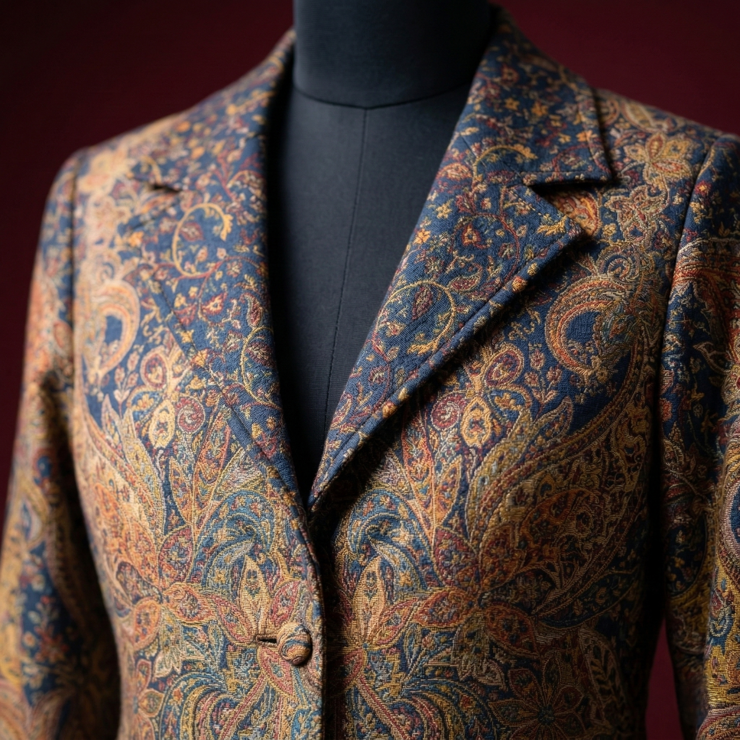 Elegance in Bloom Paisley Wool Long Coat