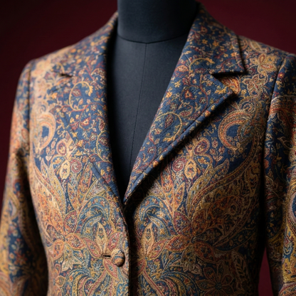 Elegance in Bloom Paisley Wool Long Coat