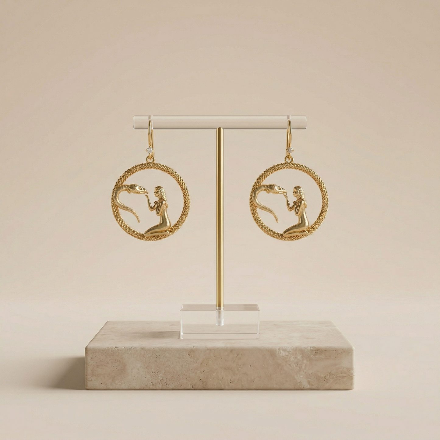 Serpent & Mermaid Gold-Plated Silver Drops