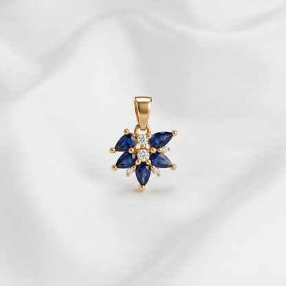 Elegant Sapphire Snowflake Silver Pendant