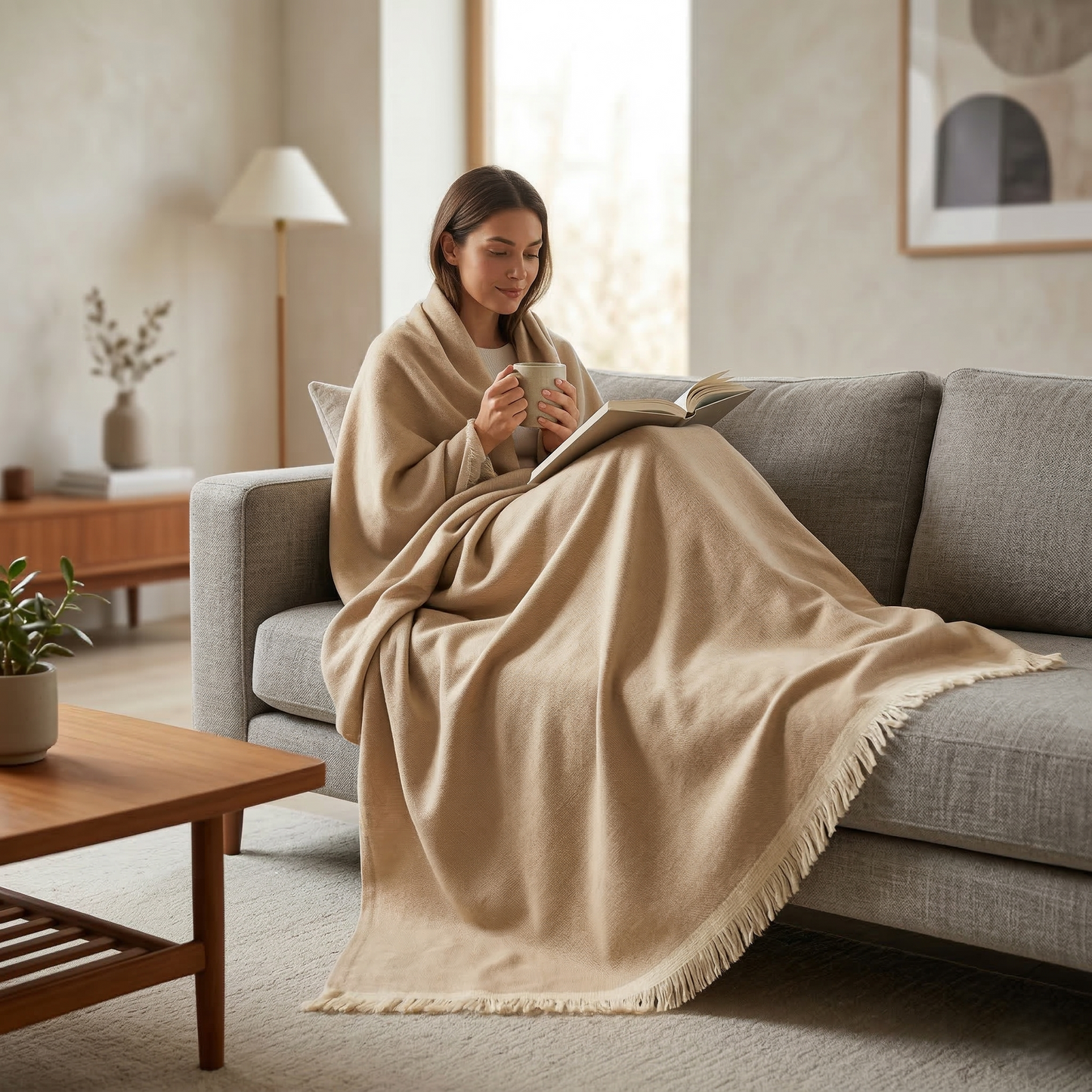 Hand Carved Heritage Pure Wool Oversized Blanket