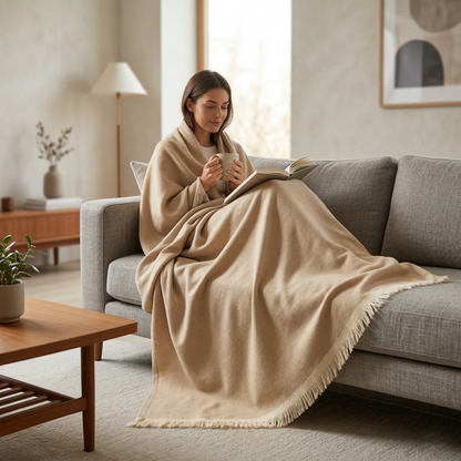 Hand Carved Heritage Pure Wool Oversized Blanket