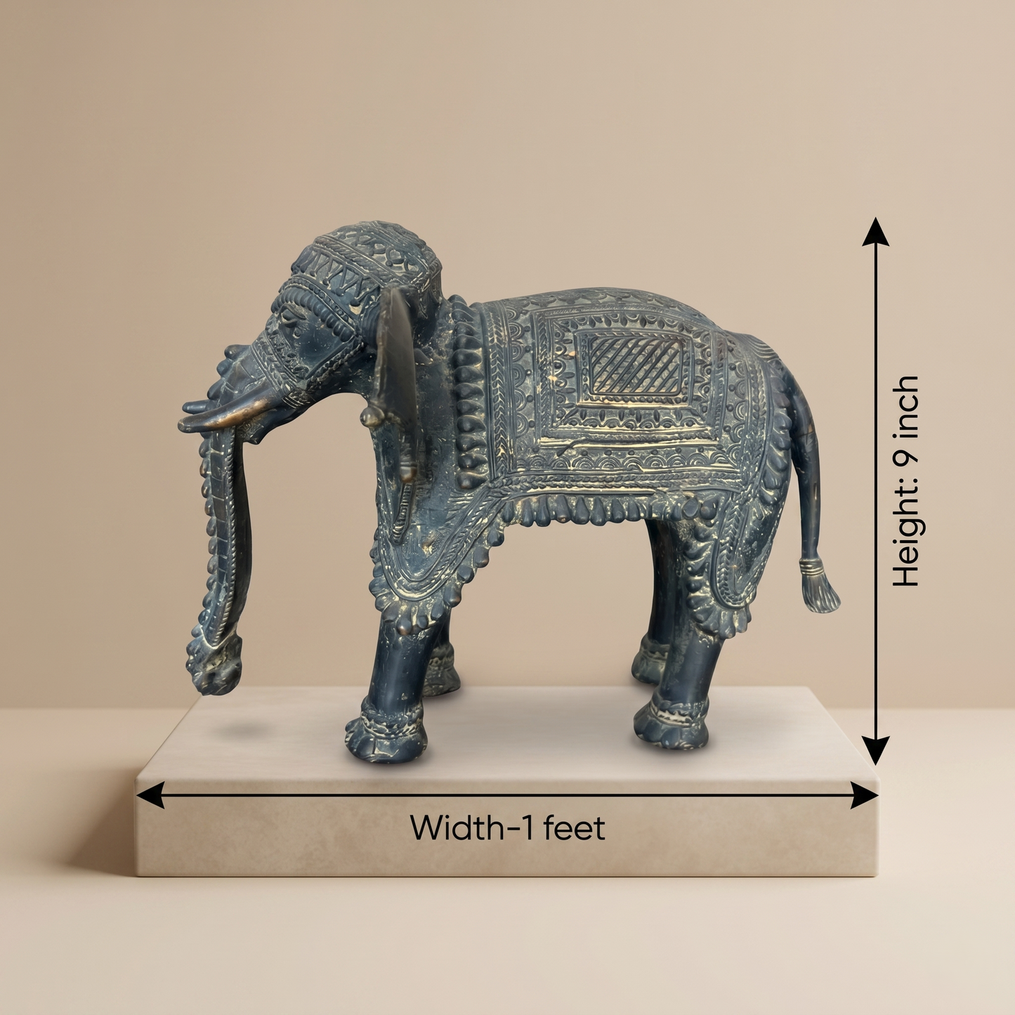 Antique Brass Royal Elephant Sculpture