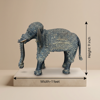 Antique Brass Royal Elephant Sculpture
