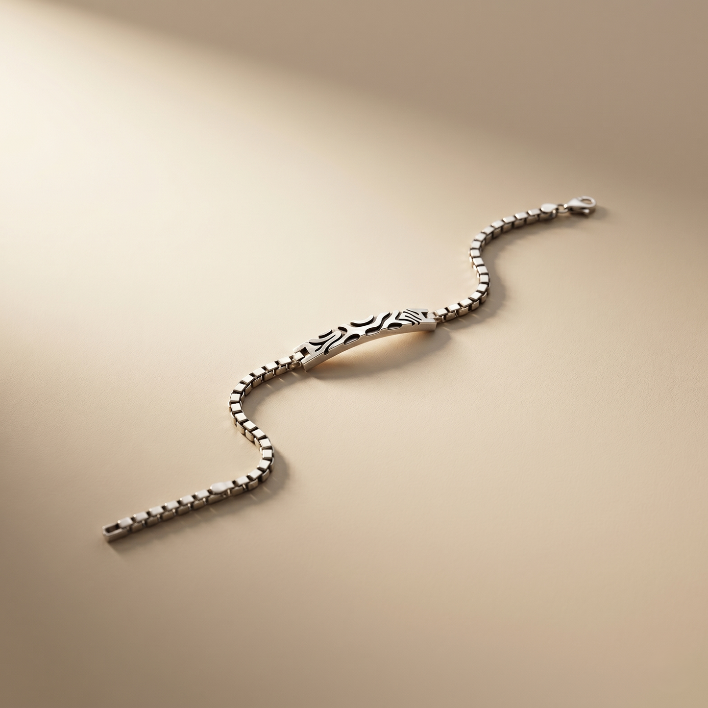 Sleek Silver Box Chain ID Bracelet