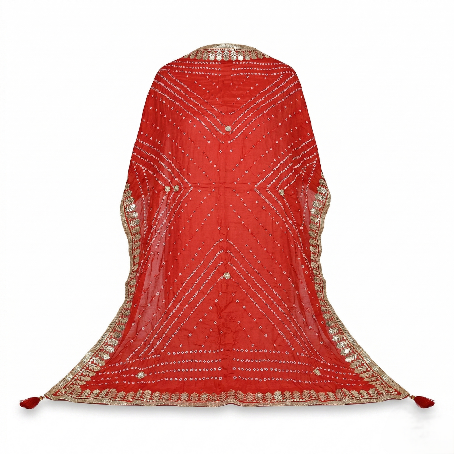 Royal Red Bandhani Silk Embellished Dupatta