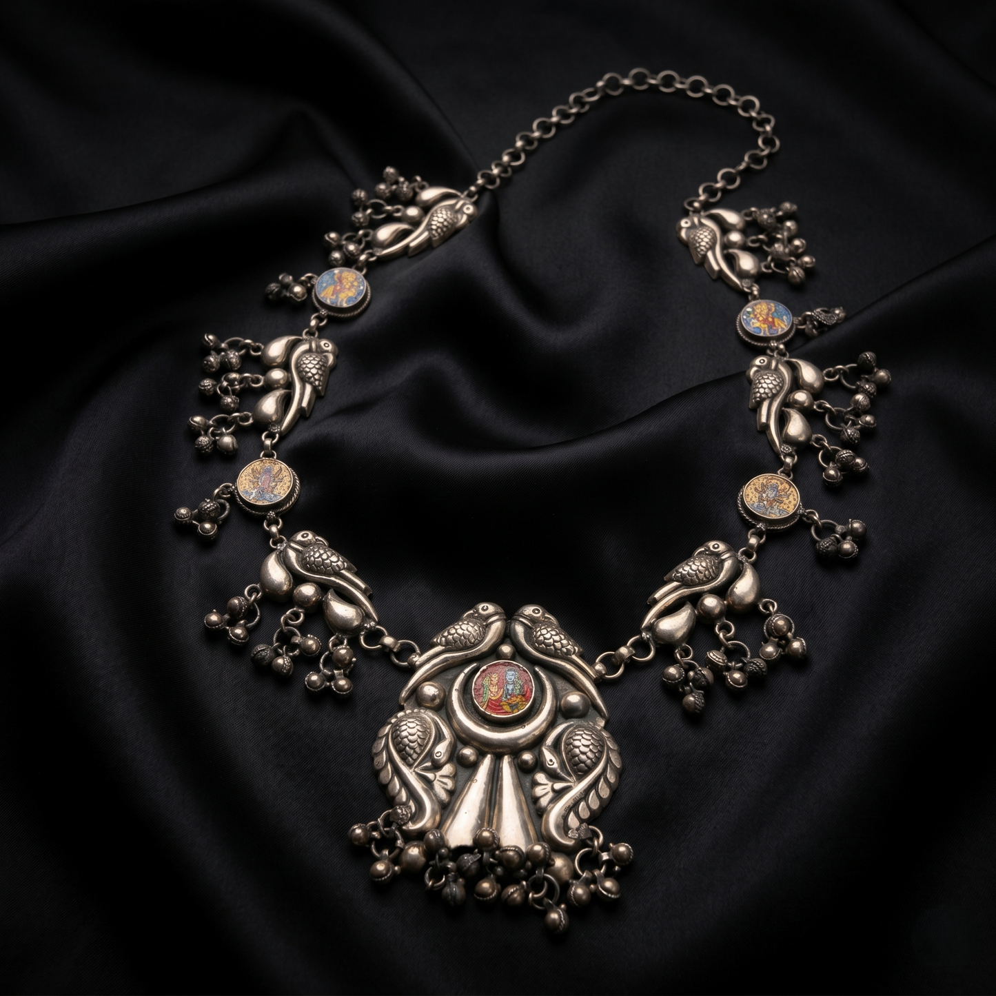 Handcrafted Silver Bird Motif Heritage Necklace