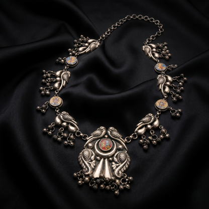 Handcrafted Silver Bird Motif Heritage Necklace