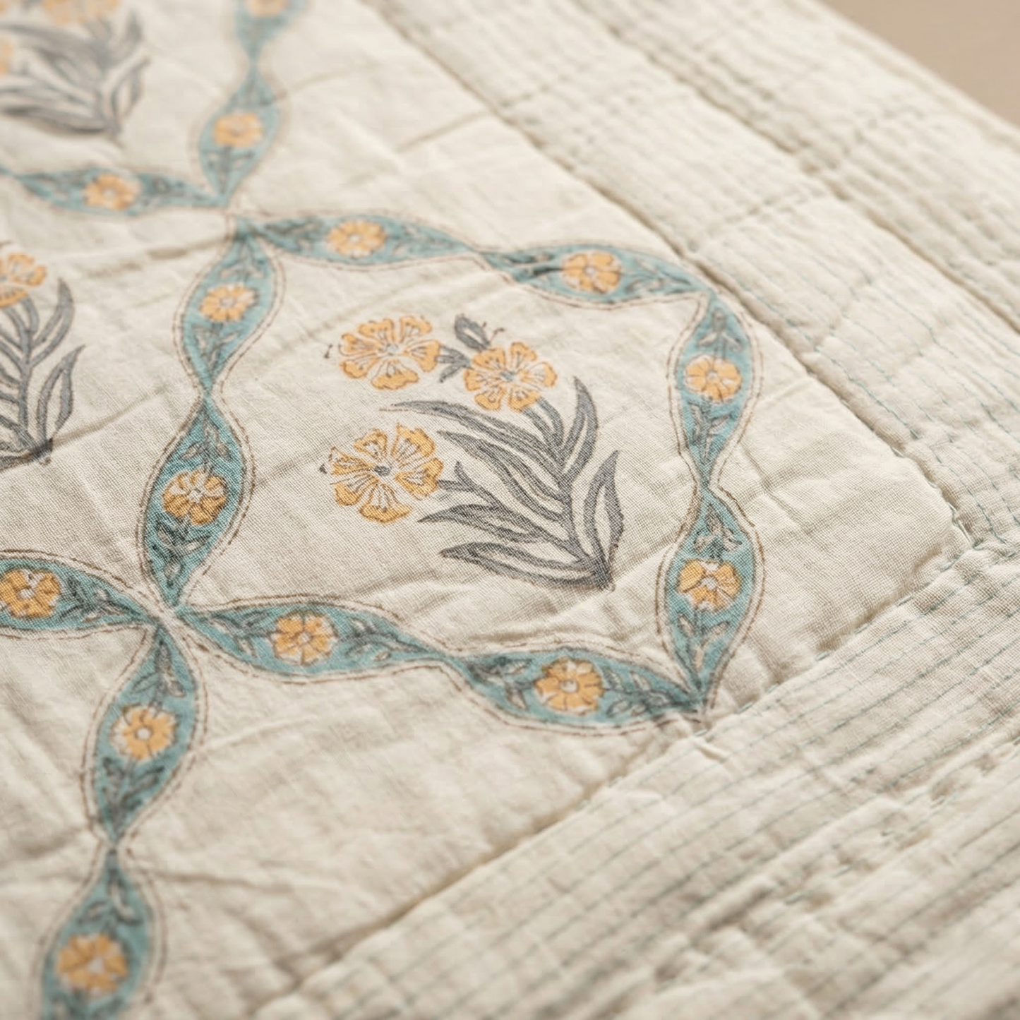 Sage & Marigold Floral Lattice Quilt