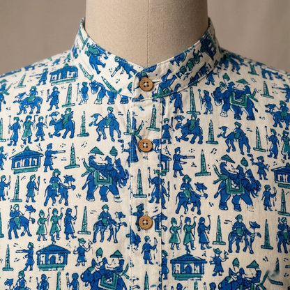 Royal Indigo Hand Block Cotton Kurta