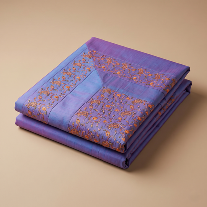 Royal Lavender Embroidered Silk Bedcover Set