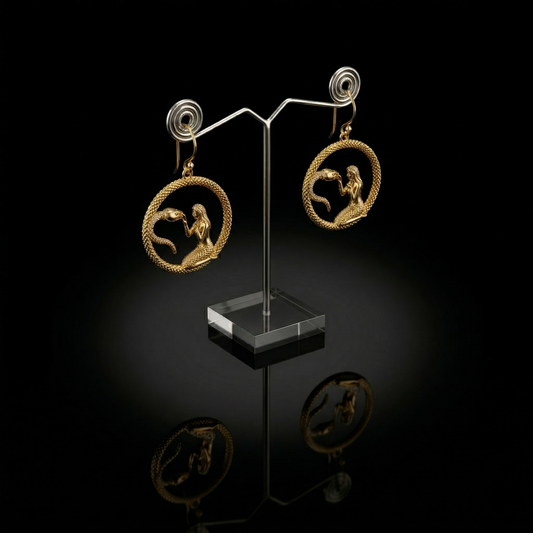 Serpent & Mermaid Gold-Plated Silver Drops