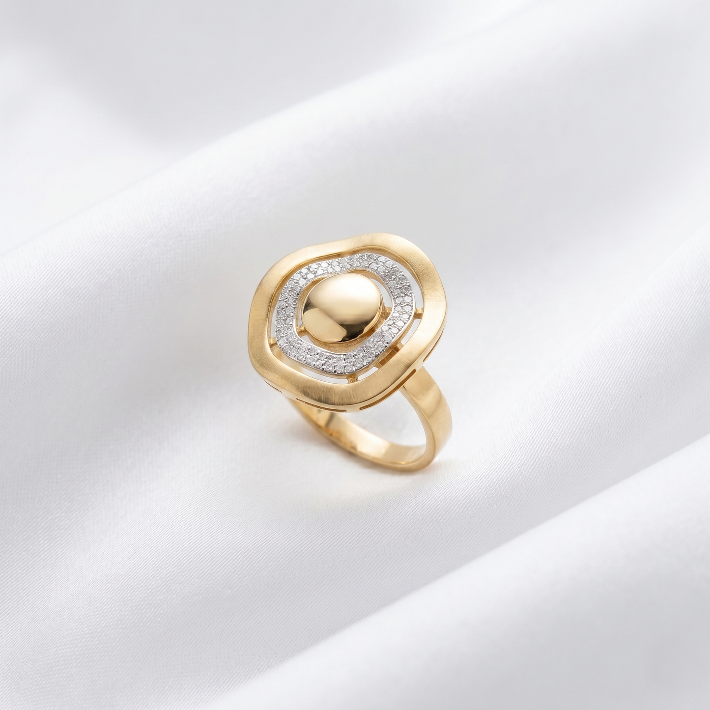 Modern Concentric Geometric Gold Statement Ring