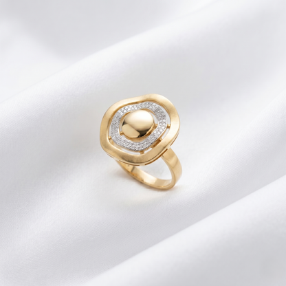 Modern Concentric Geometric Gold Statement Ring