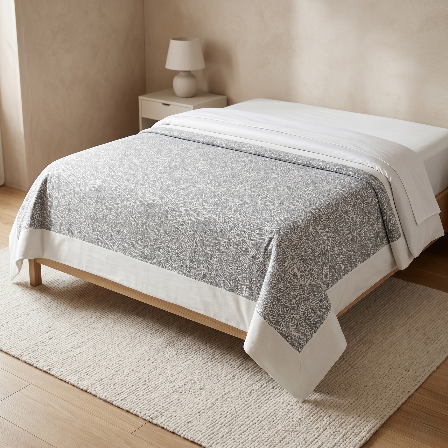 Geometric Simplicity Pattern Luxury Khadi Bedcover