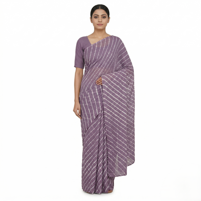 Elegant Lavender Leheriya Georgette Saree