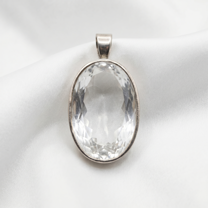 Exquisite Oval Crystal Sterling Silver Pendant