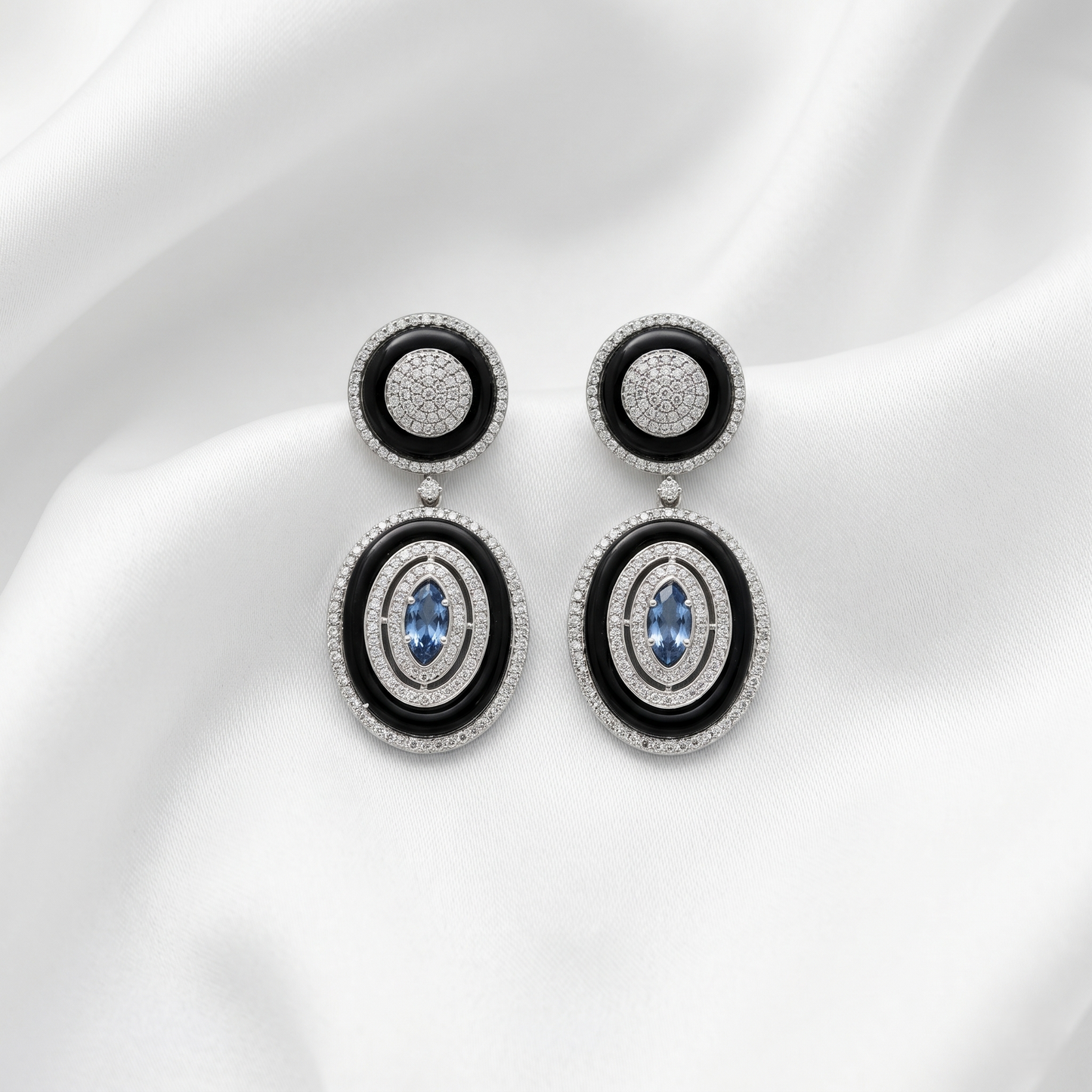 Elegant Art Deco Onyx Drop Earrings