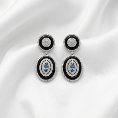 Elegant Art Deco Onyx Drop Earrings