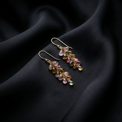 Handcrafted Gold Plated Silver Gemstone Earrings