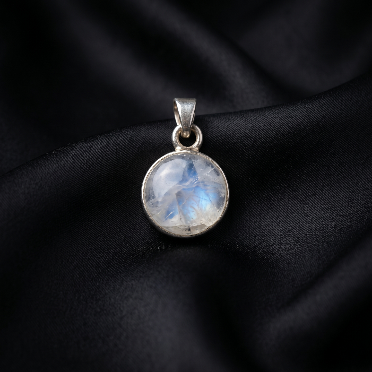 Lustrous Rainbow Moonstone Sterling Silver Pendant