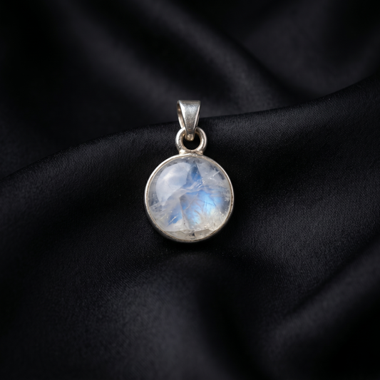 Lustrous Rainbow Moonstone Sterling Silver Pendant