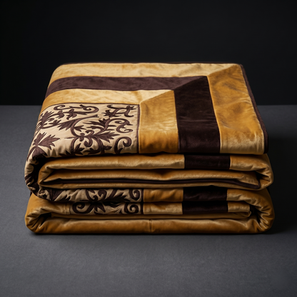 Royal Gold Geometric Luxury Velvet Bedcover