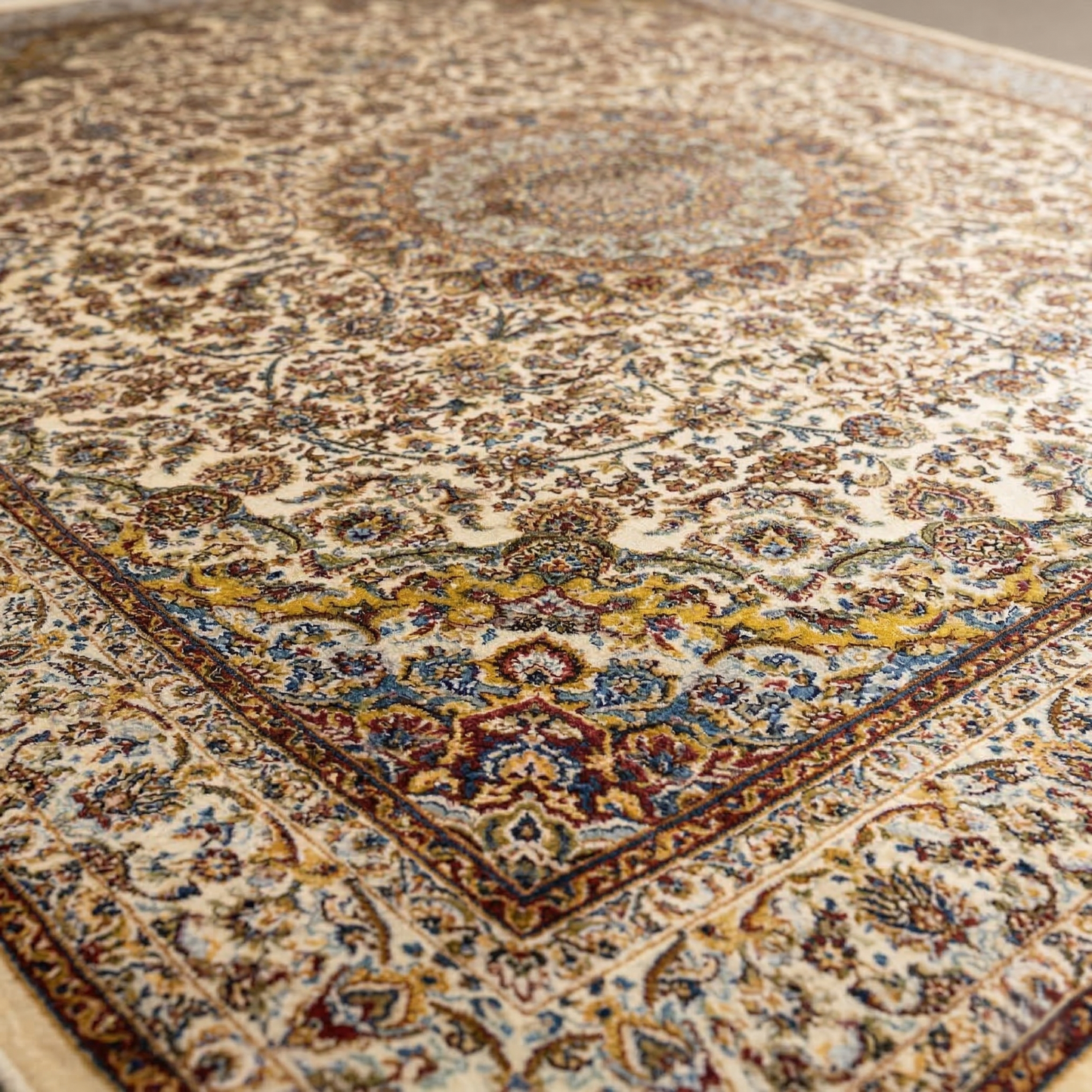 Ornate Persian Style Medallion Cream Area Rug