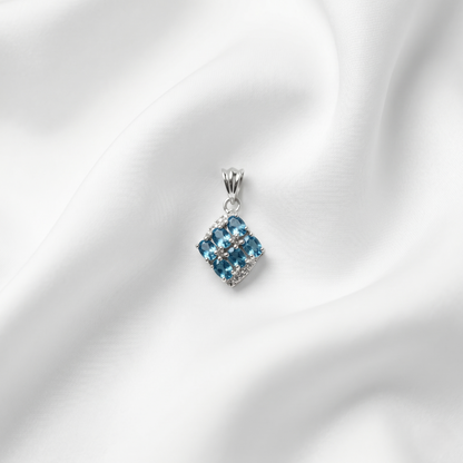 Royal Blue Topaz Silver Cluster Pendant