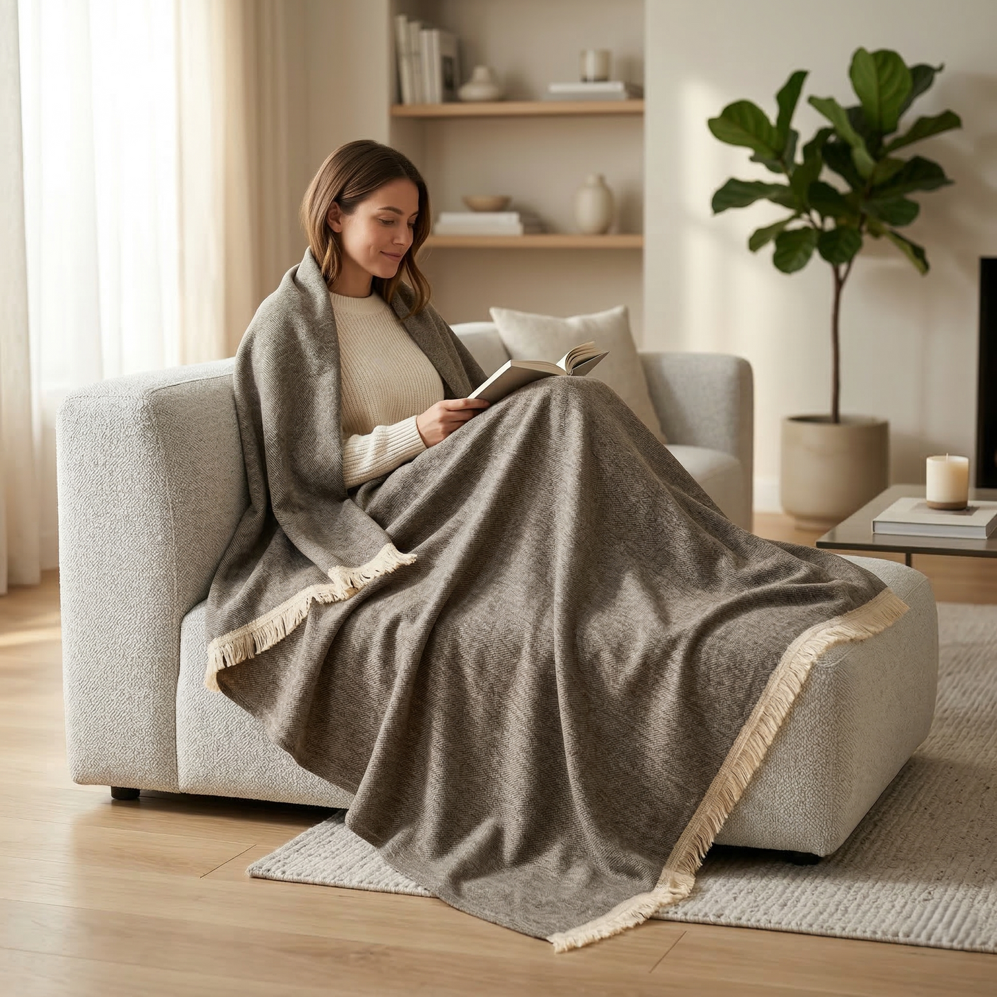 Hand Carved Heritage Pure Wool Oversized Blanket