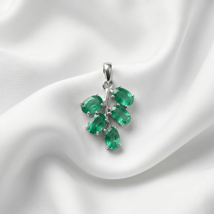 Premium Emerald Vine Silver Pendant