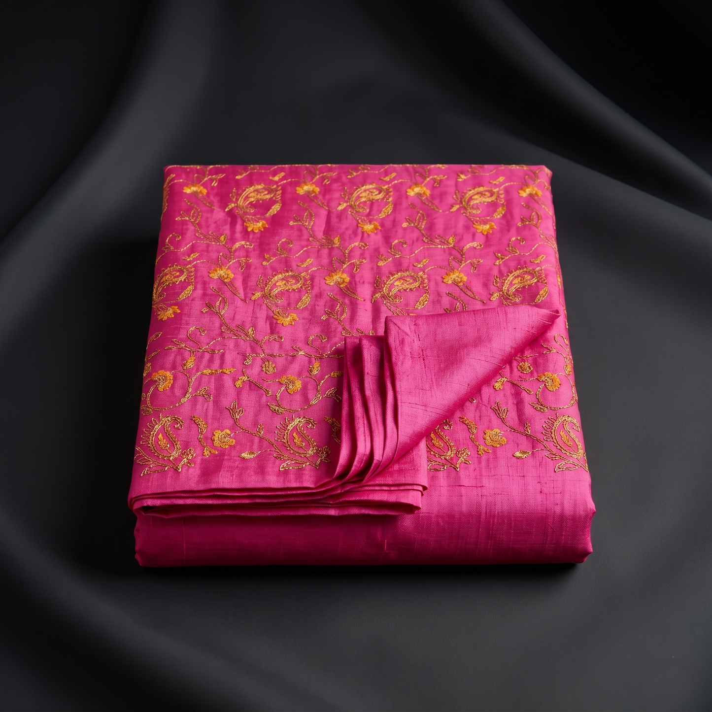 Royal Magenta Silk Hand-Embroidered Bedcover