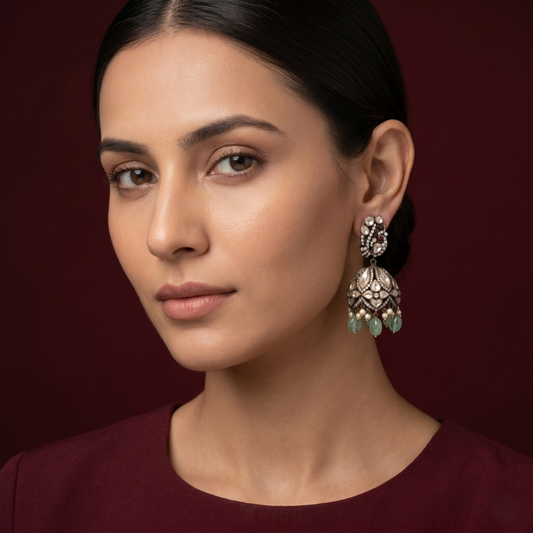 Heritage Polki 92.5 Silver Jhumka Earrings