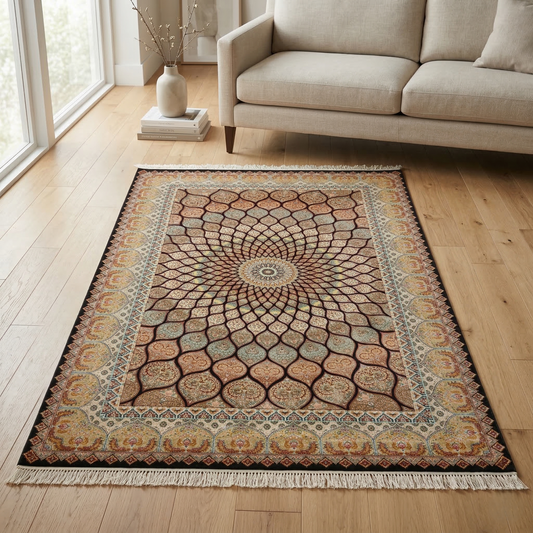 Intricate Mandala Medallion Traditional Persian Rug