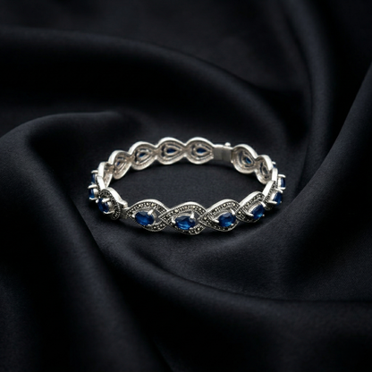 Elegant Silver Blue Sapphire Marquise Kada