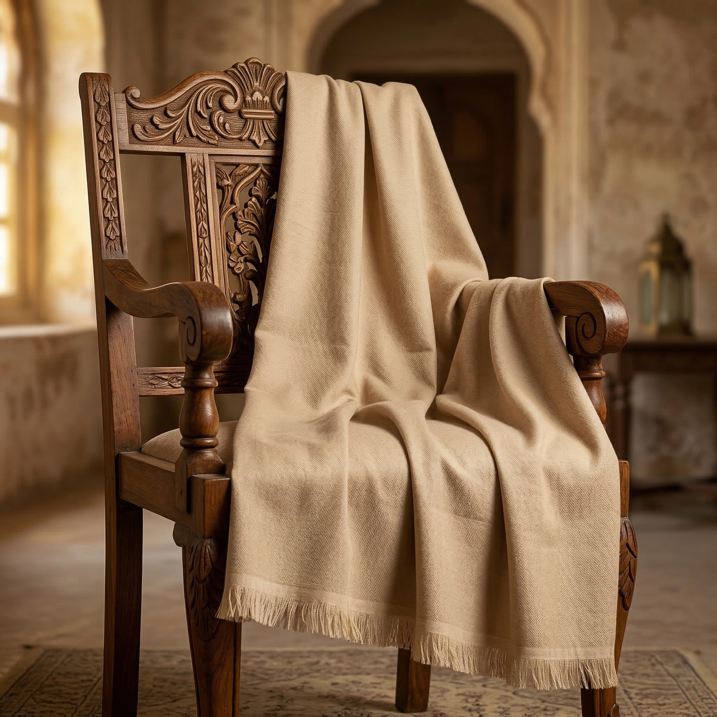 Hand Carved Heritage Pure Wool Oversized Blanket