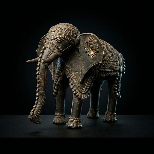 Antique Brass Royal Elephant Sculpture