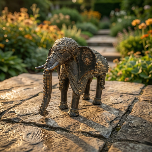 Antique Brass Royal Elephant Sculpture