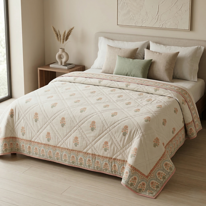 Floral Heritage Hand Block Quilt