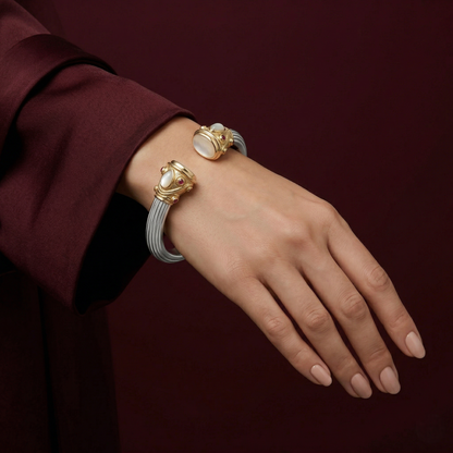 Royal Dual Tone Silver Gemstone Kada