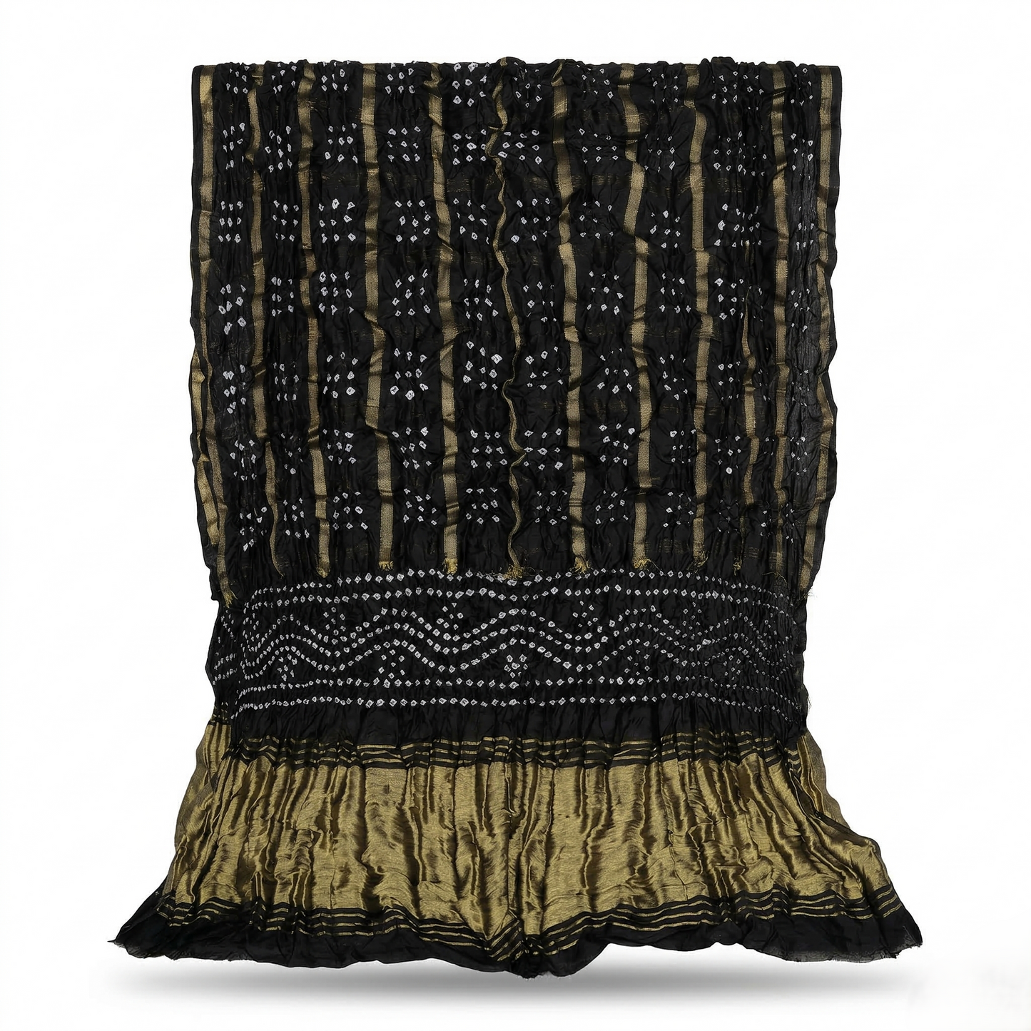 Black Bandhani Silk Dupatta With Zari
