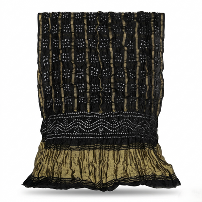 Black Bandhani Silk Dupatta With Zari