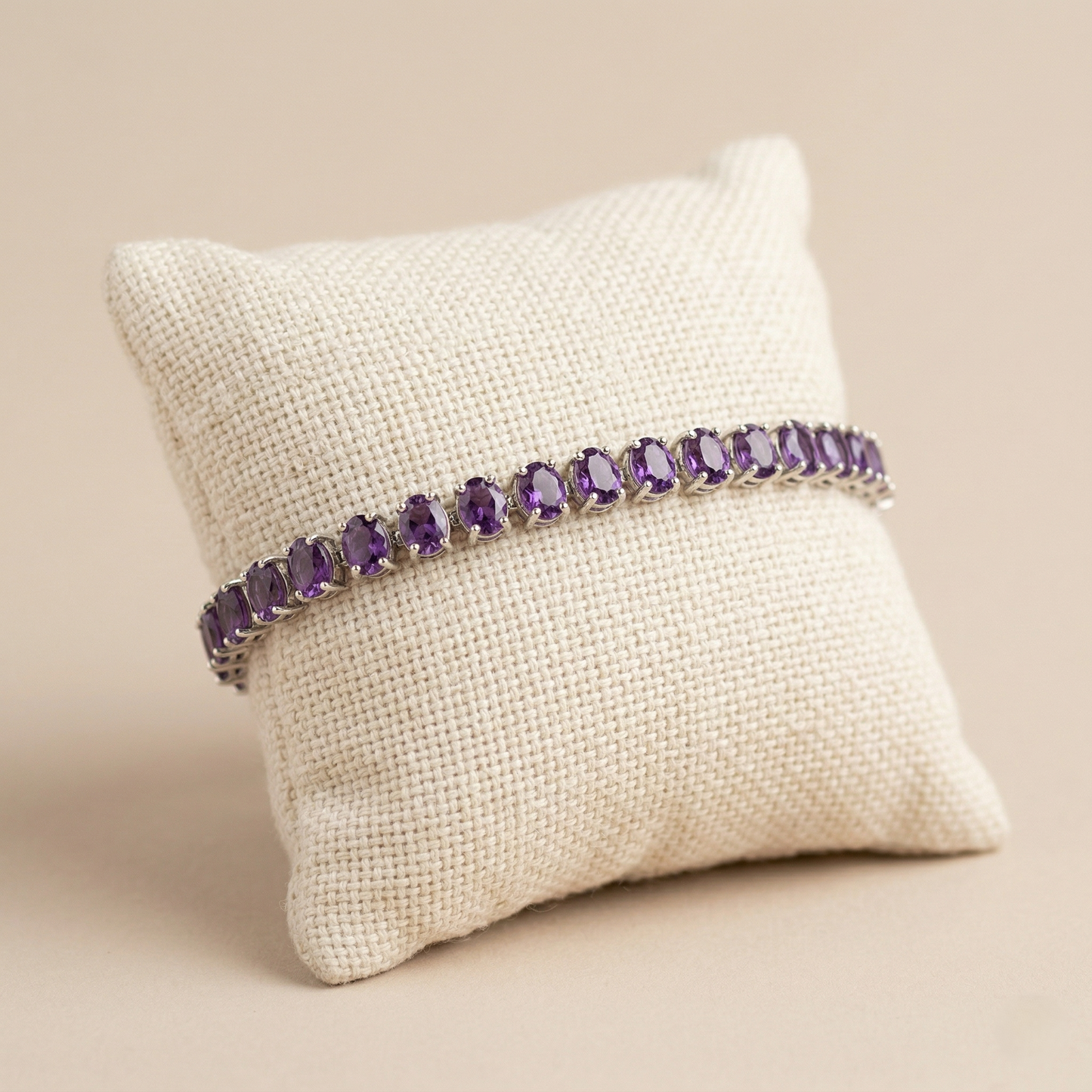 Radiant Amethyst Silver Tennis Bracelet Bloom