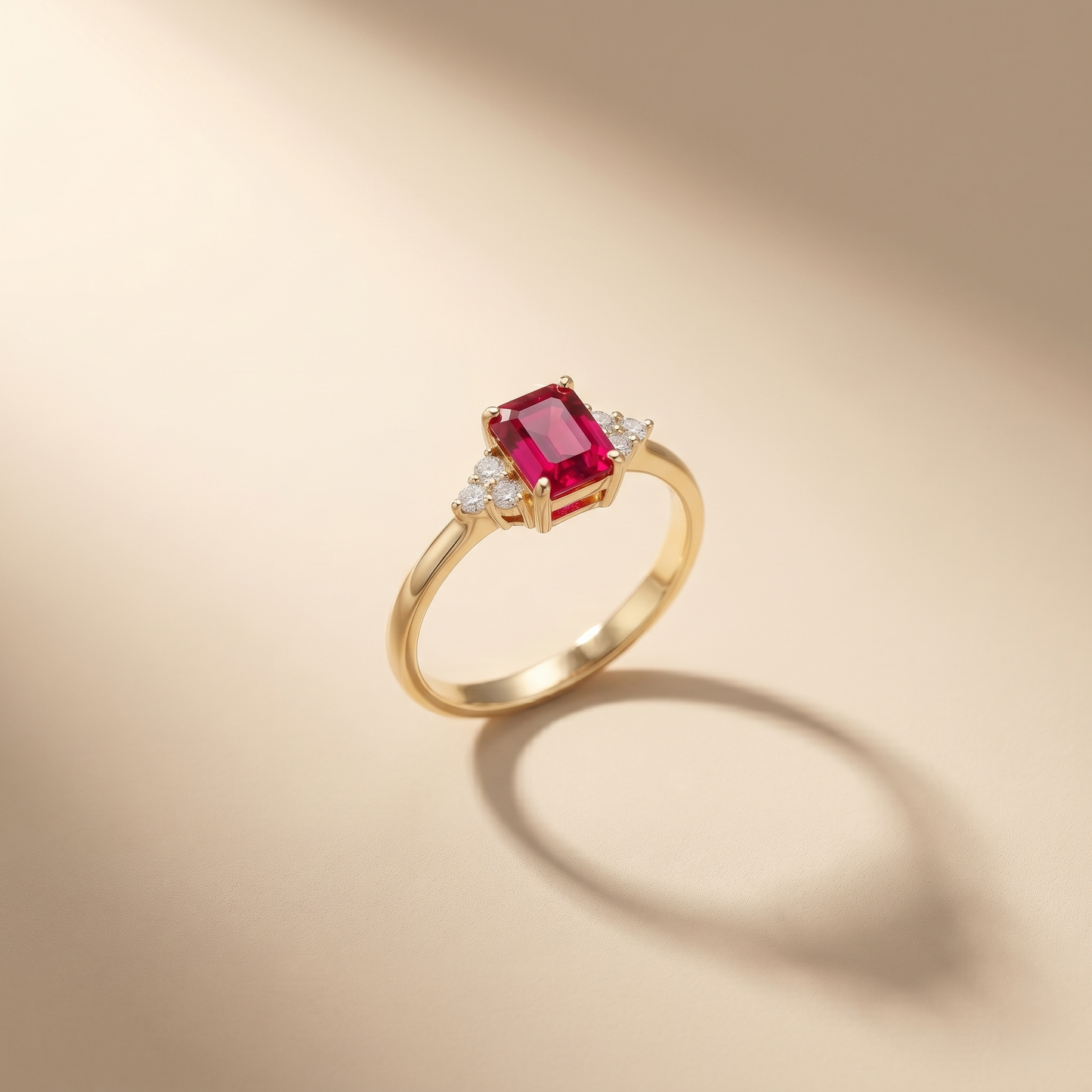 Emerald Cut Ruby Gold Cocktail Ring