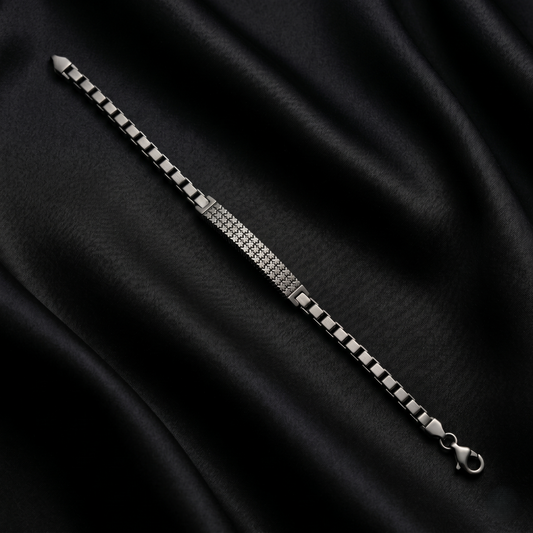 Geometric Sterling Silver Mesh Link Bracelet