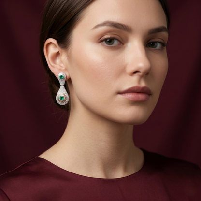 Emerald Radiance 92.5 Silver Drop Earrings