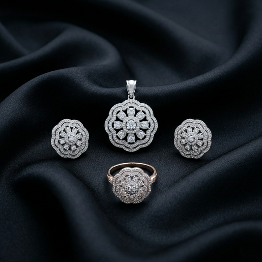 Floral Radiance 92.5 Sterling Silver Set