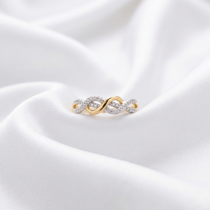 Elegant Gold Infinity Diamond Braided Ring