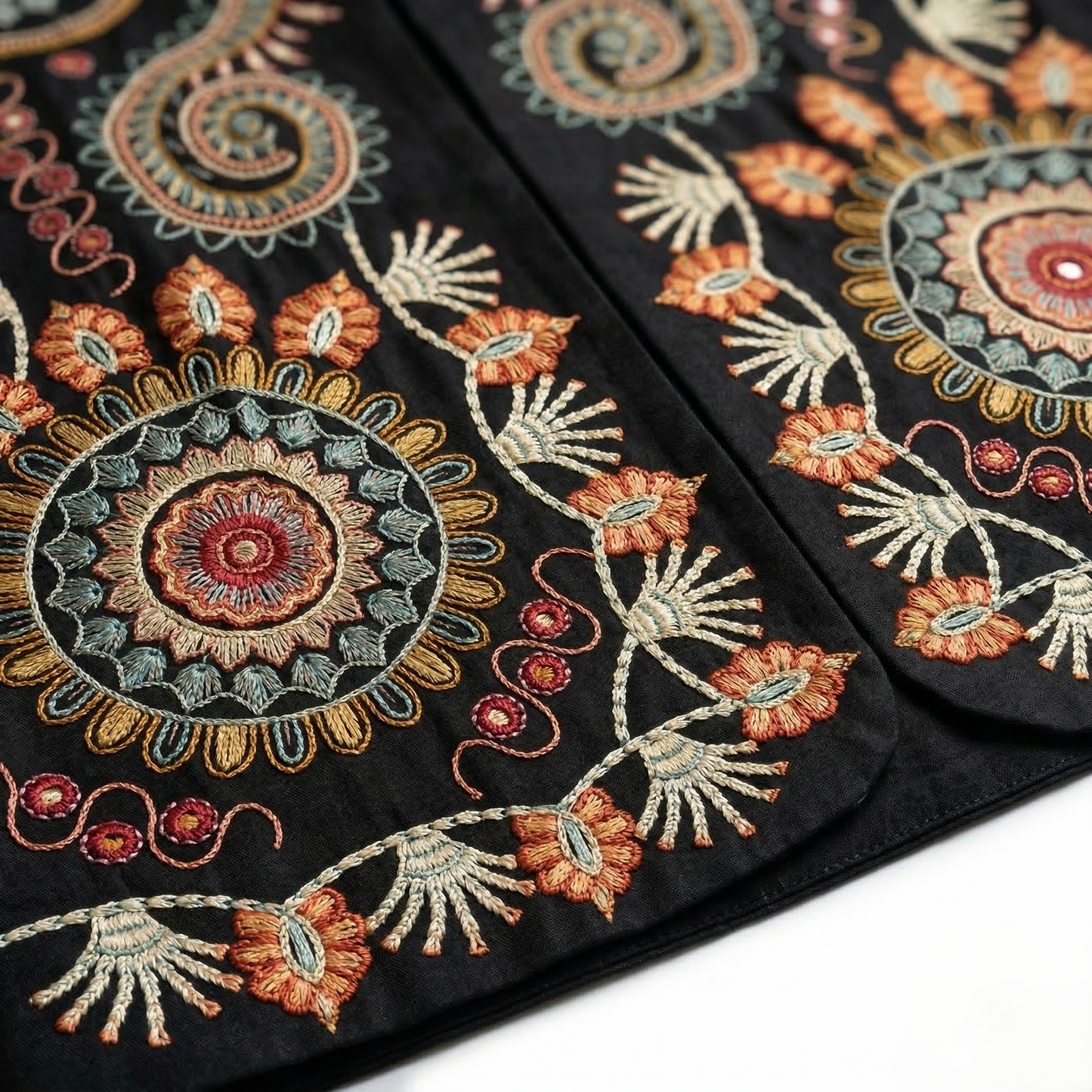 Ornate Suzani-Inspired Embroidered Canvas Jacket
